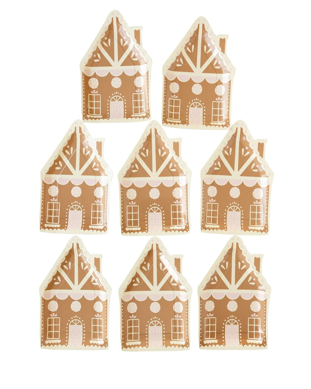 Gingerbread House Shaped Christmas Plates – (8pcs) - Josi James - Die Cut Plate