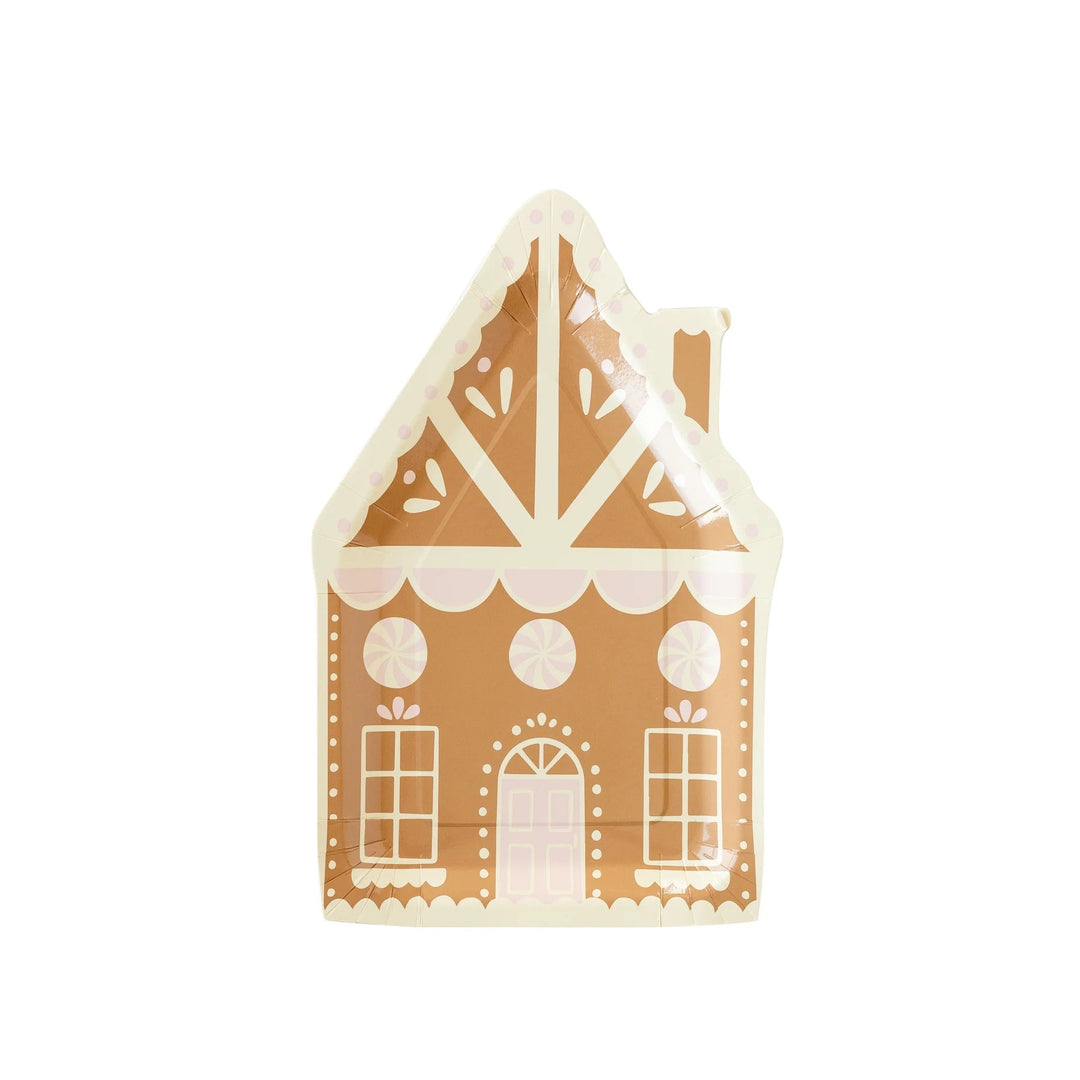 Gingerbread House Shaped Christmas Plates – (8pcs) - Josi James - Die Cut Plate