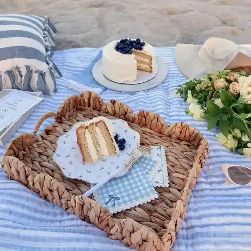 Elegant baby blue cocktail napkins for bridal showers or beach picnics