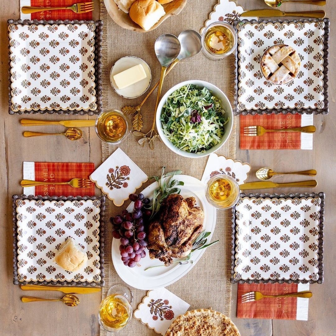Give Thanks Floral Cocktail Napkins – Harvest Party Pack (18pcs) - Josi James - Small Napkins
