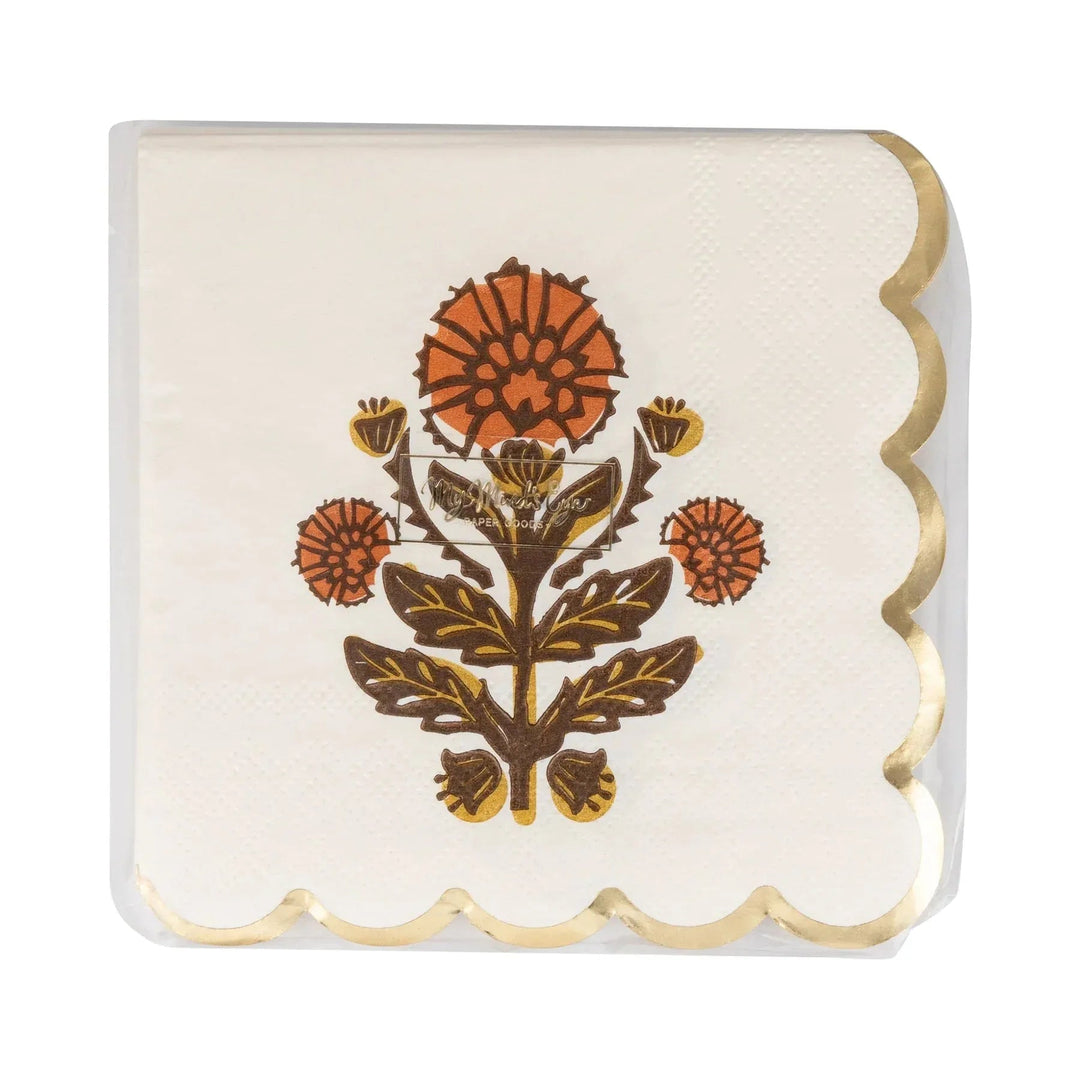 Give Thanks Floral Cocktail Napkins – Harvest Party Pack (18pcs) - Josi James - Small Napkins