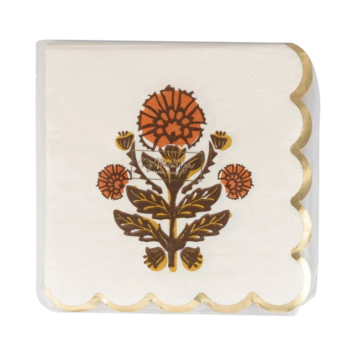 Give Thanks Floral Cocktail Napkins – Harvest Party Pack (18pcs) - Josi James - Small Napkins
