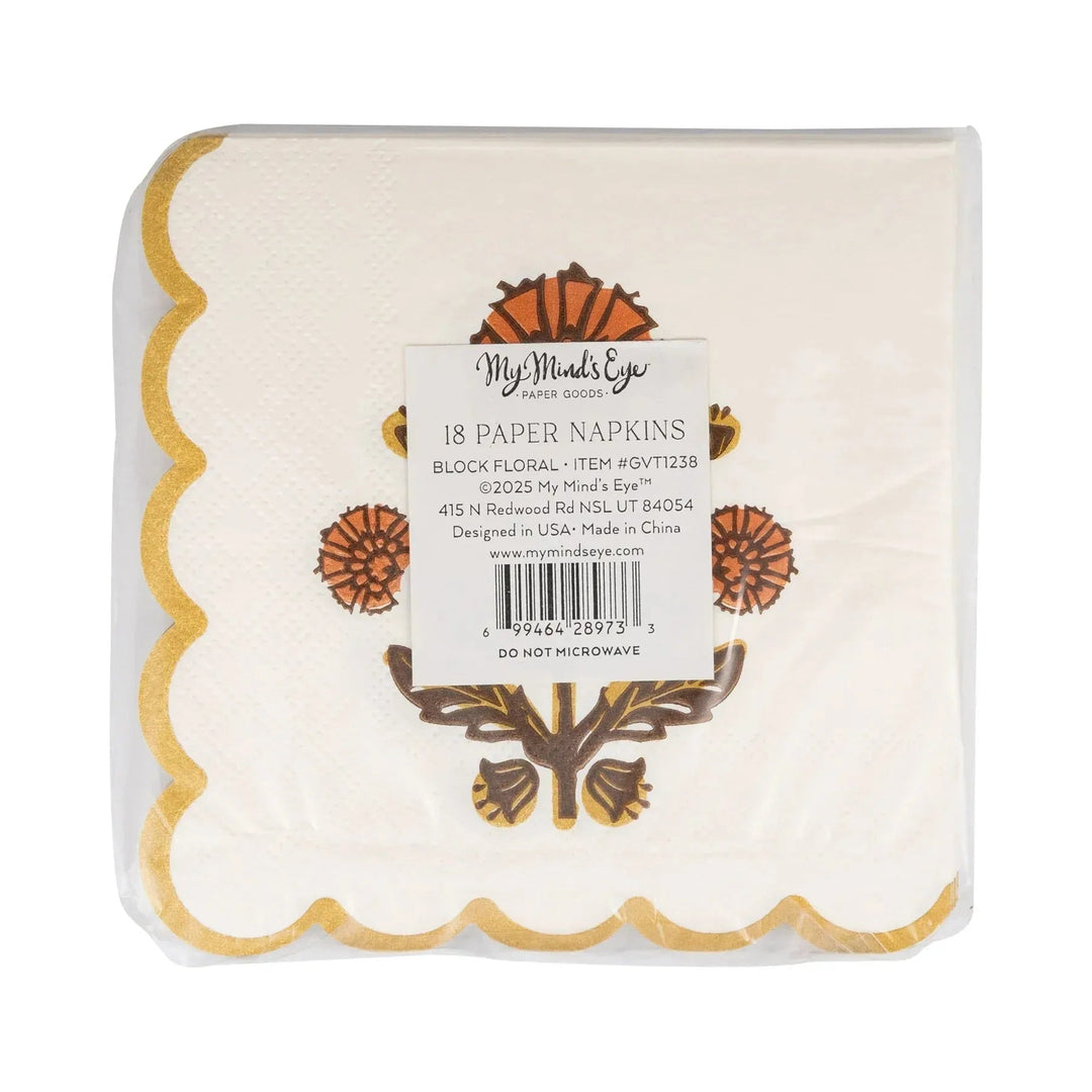 Give Thanks Floral Cocktail Napkins – Harvest Party Pack (18pcs) - Josi James - Small Napkins