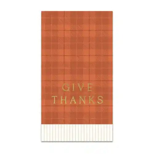 Give Thanks Plaid Dinner Napkin - Josi James - Tall Napkins