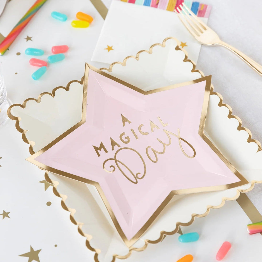 Gold Star Paper Table Runner – 16" x 120" Cream with Foil Stars - Josi James - Table Runner