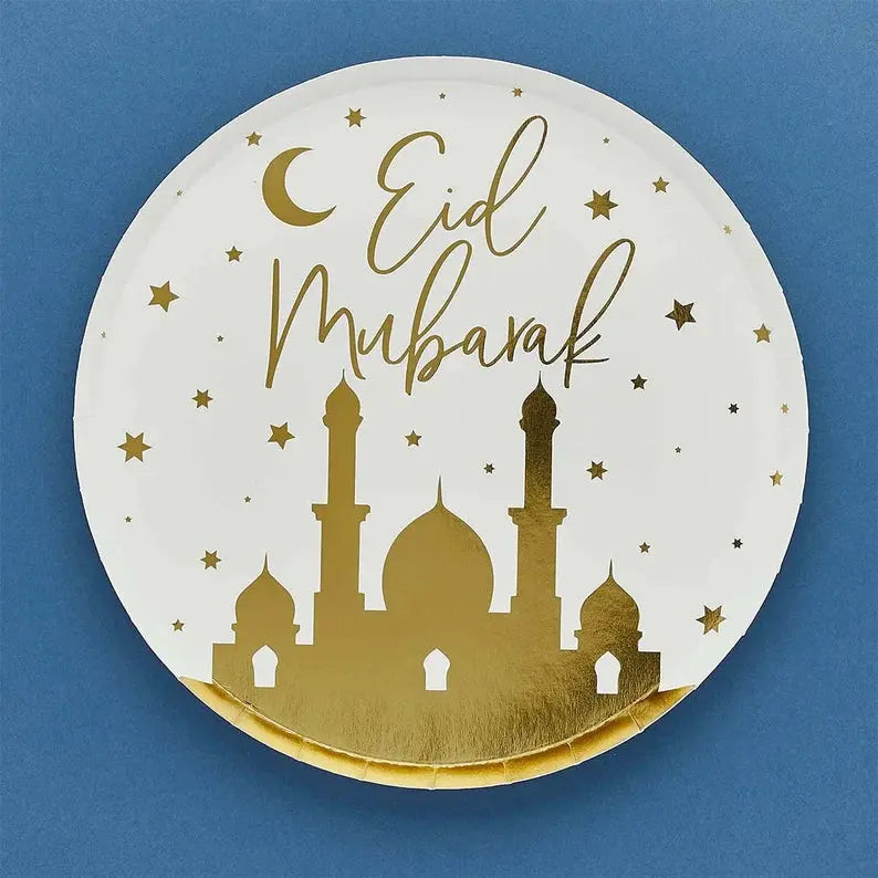 Eid Dinner Paper Plates-Gold