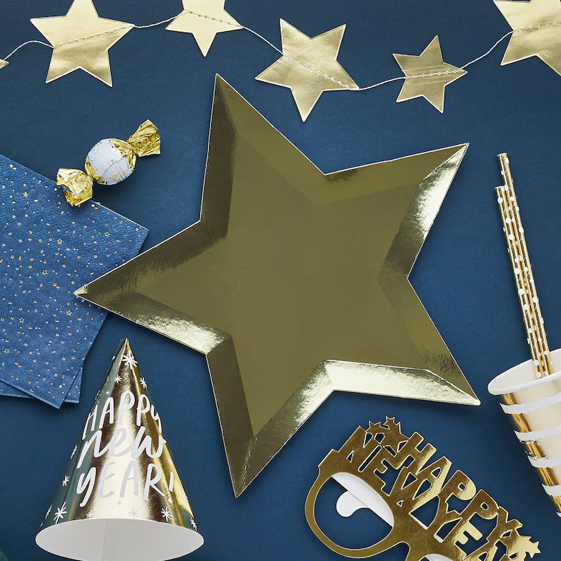 Gold Metallic Star Plates, view 2