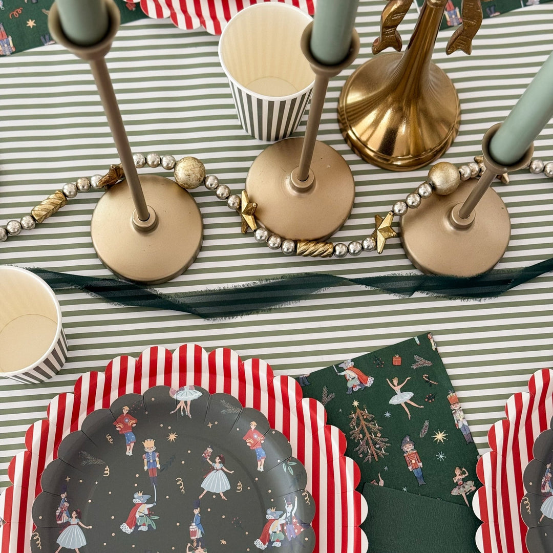 Green Striped Paper Table Runner – 19.5” x 150” | Disposable Party Table Décor - Josi James - Table Runner