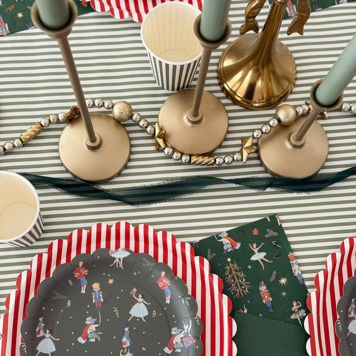 Green Striped Paper Table Runner – 19.5” x 150” | Disposable Party Table Décor - Josi James - Table Runner