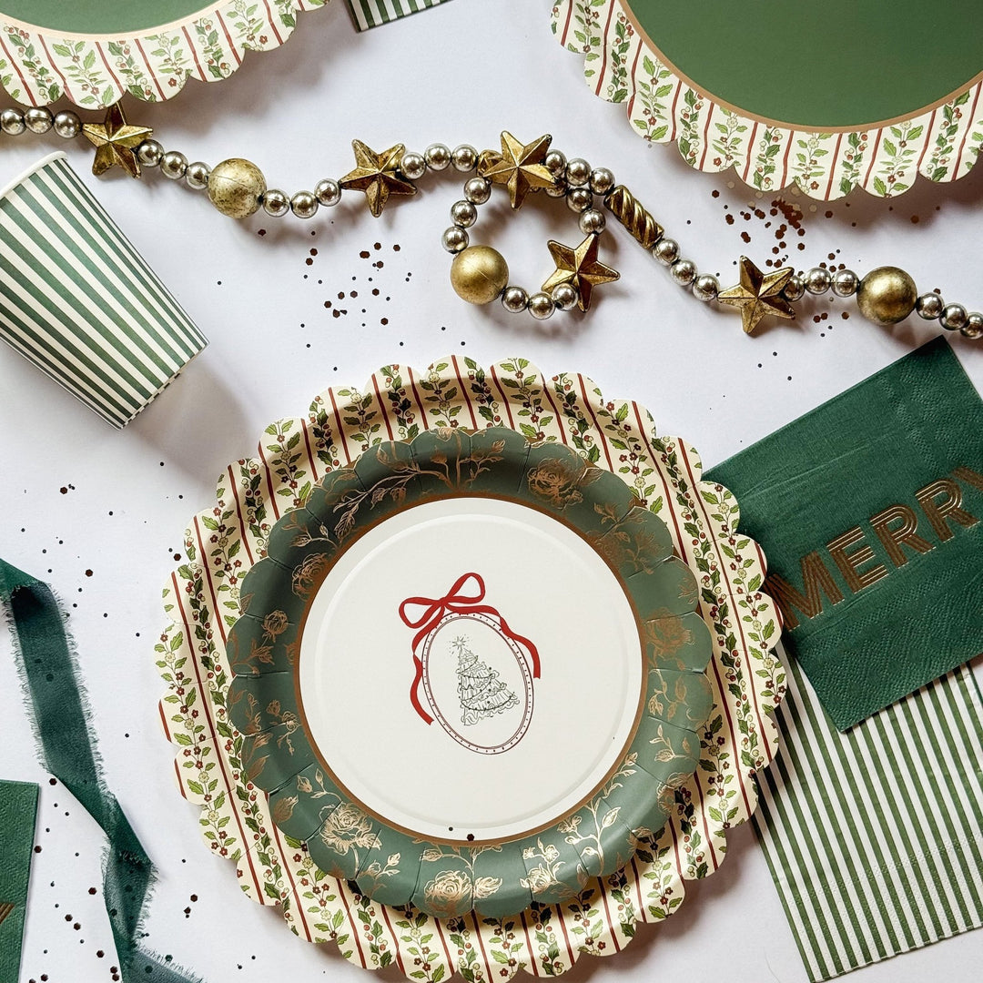 Green & White Candy Stripe Paper Cups (12pcs) - Josi James - Cups