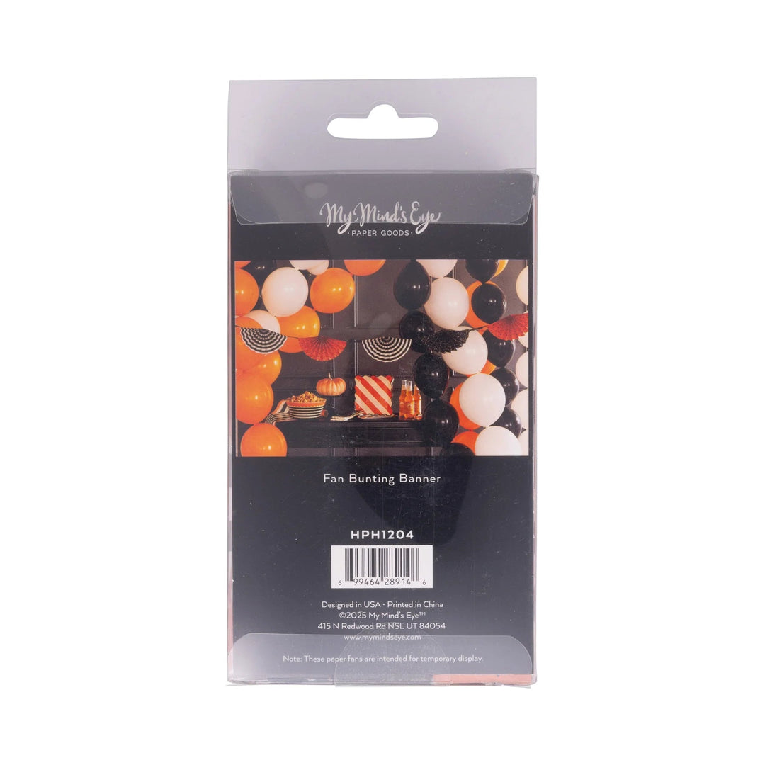 Halloween Fan Bunting Banner – Accordion - Style Paper Garland, 7ft - Josi James - Banners