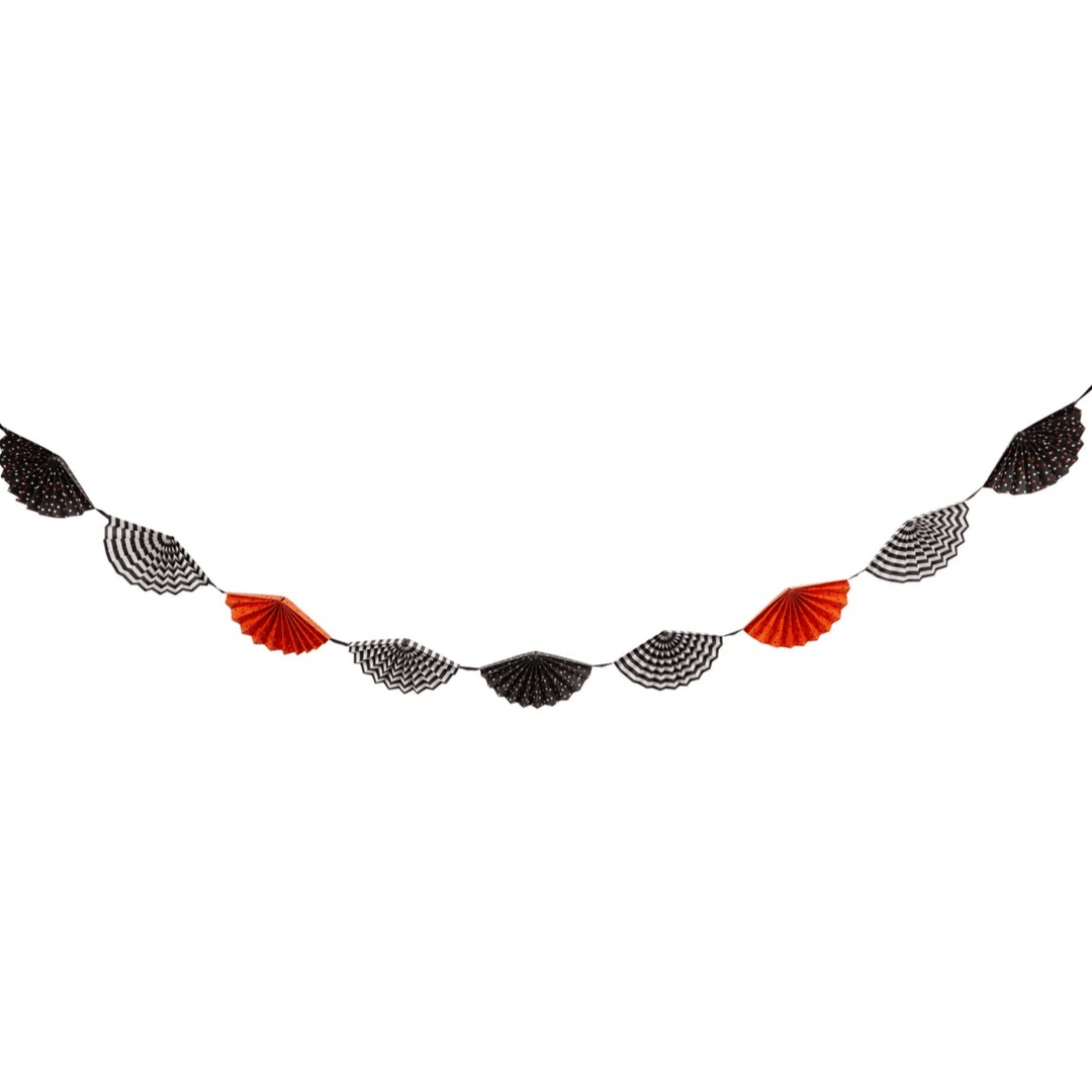 Halloween Fan Bunting Banner – Accordion - Style Paper Garland, 7ft - Josi James - Banners