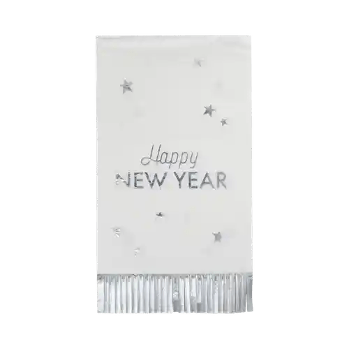 Happy New Year Fringed Dinner Napkin - Josi James - Tall Napkins
