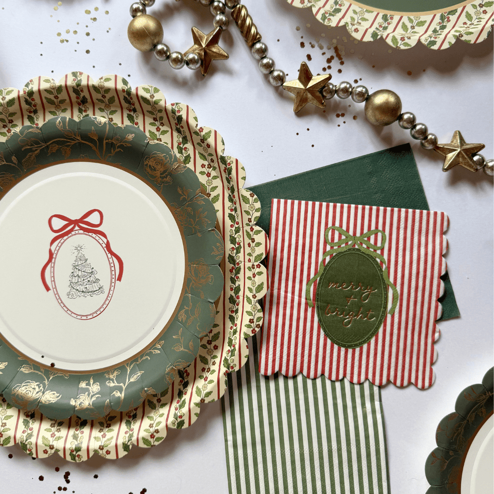 Hearth & Holiday Scalloped Beverage Napkins (24pcs) - Josi James - Small Napkins