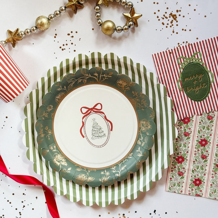 Hearth & Holly Vintage Floral Striped Guest Napkins (24pcs) - Josi James - Tall Napkins