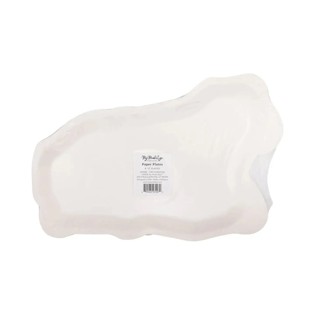 Horse Shaped Paper Plates – 12" x 8" Cowboy & Cowgirl Birthday Party Plates (8ct) - Josi James - Die Cut Plate