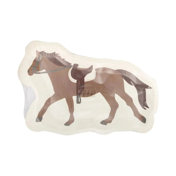 Horse Shaped Paper Plates – 12" x 8" Cowboy & Cowgirl Birthday Party Plates (8ct) - Josi James - Die Cut Plate