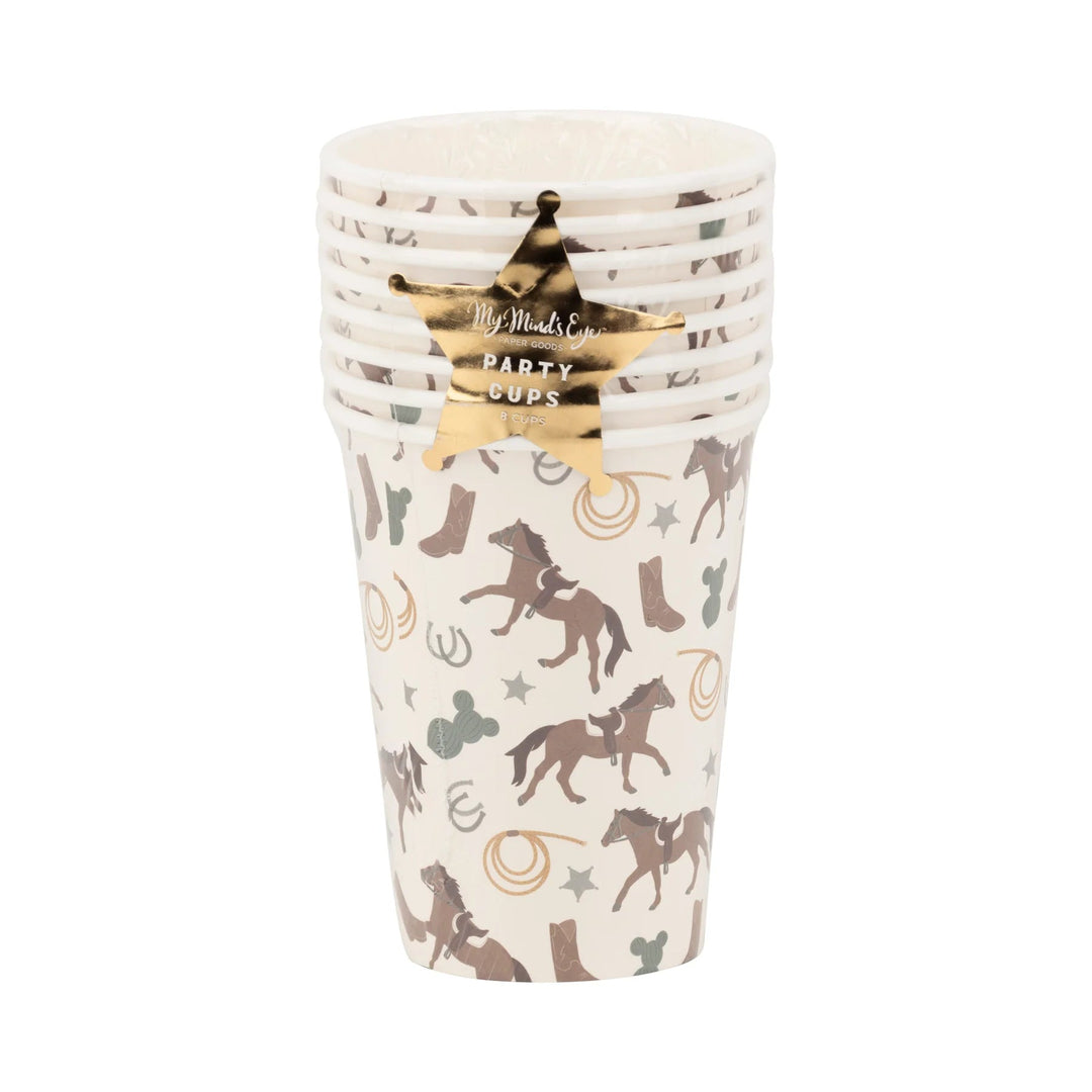 Howdy Cowboy Paper Party Cups – 12oz, Set of 8 | Western Themed Party Drinkware - Josi James - Cups