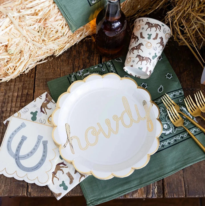 Howdy Cowboy Paper Party Cups – 12oz, Set of 8 | Western Themed Party Drinkware - Josi James - Cups