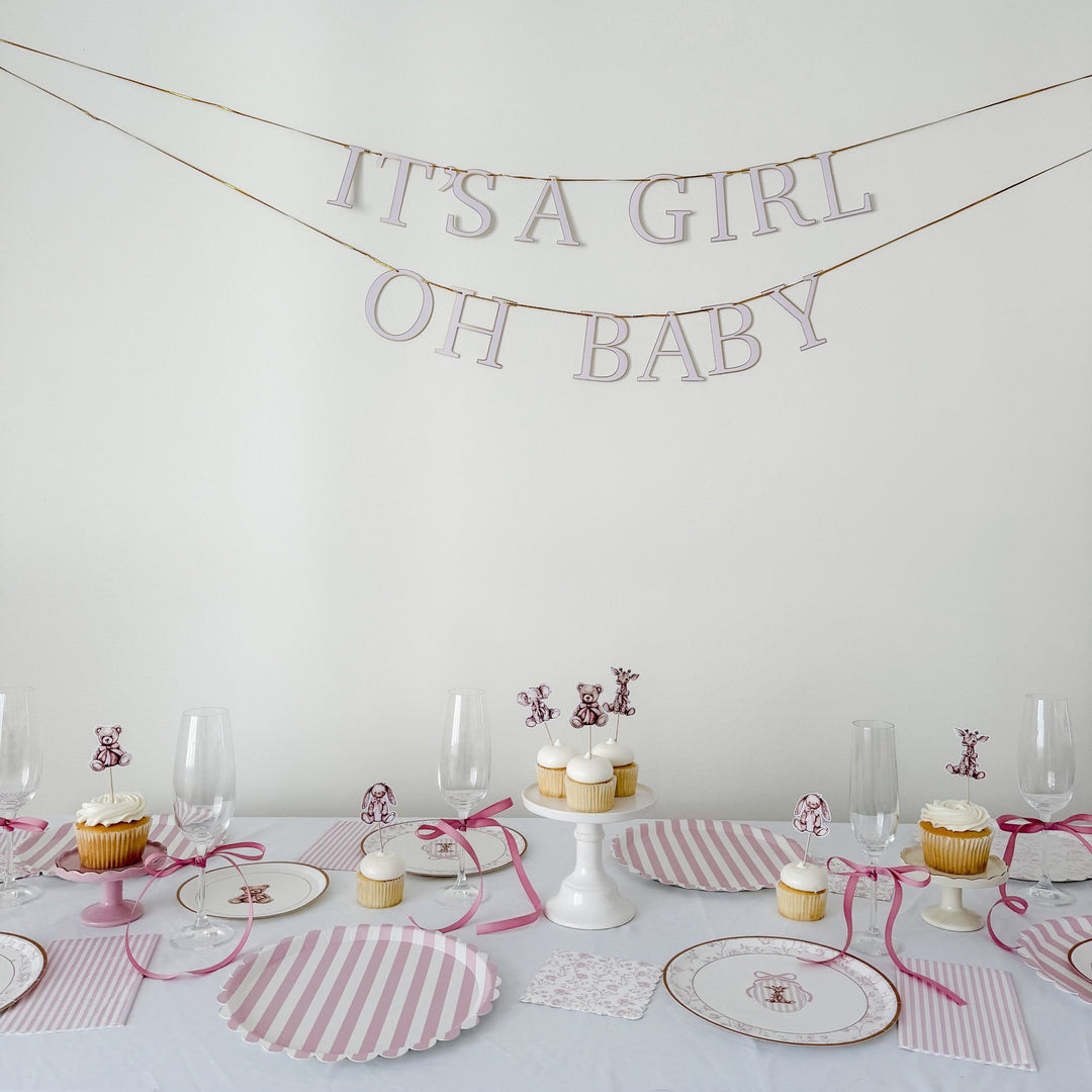 It’s a Girl & Oh Baby Pink Baby Shower Banner – Gold Foil - Josi James - Banners