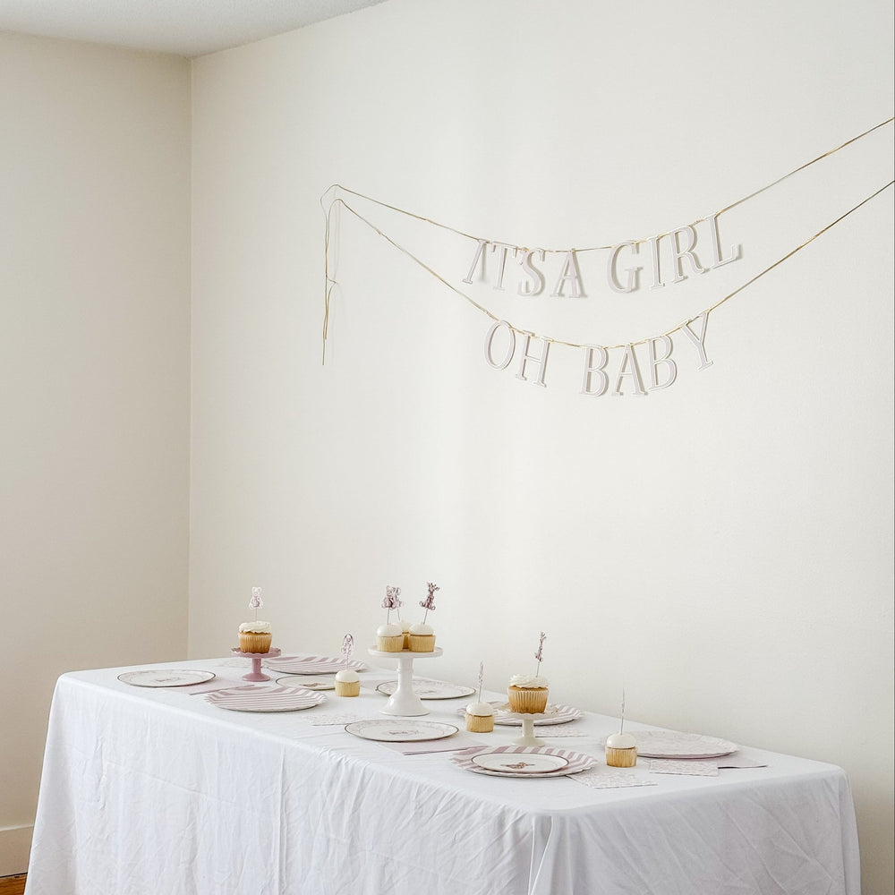 It’s a Girl & Oh Baby Pink Baby Shower Banner – Gold Foil - Josi James - Banners