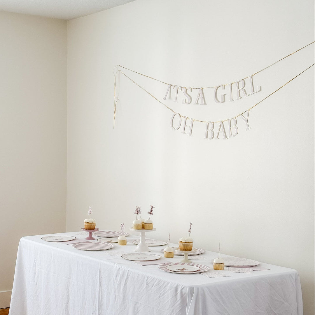 It’s a Girl & Oh Baby Pink Baby Shower Banner – Gold Foil - Josi James - Banners