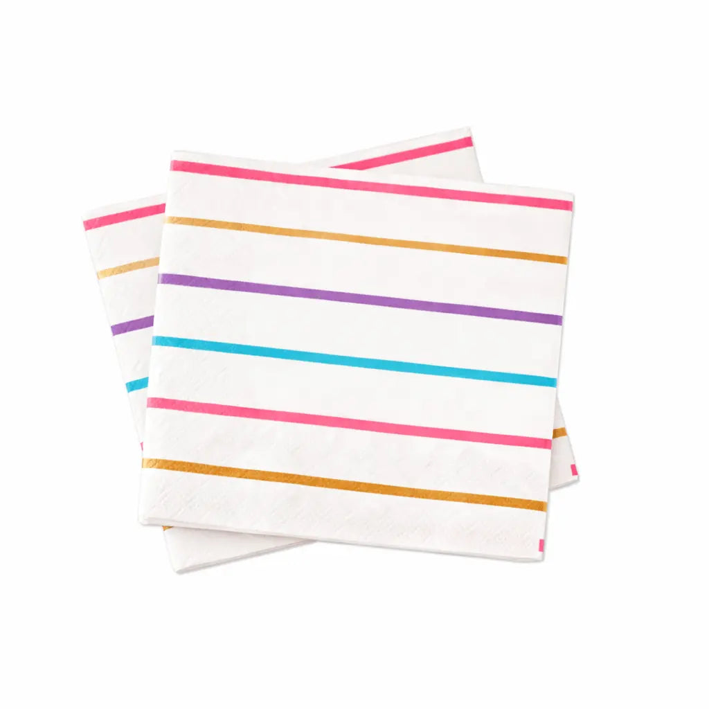 Large Striped Pastel Paper Lunch Napkins (16pcs) - Josi James - Large Napkins