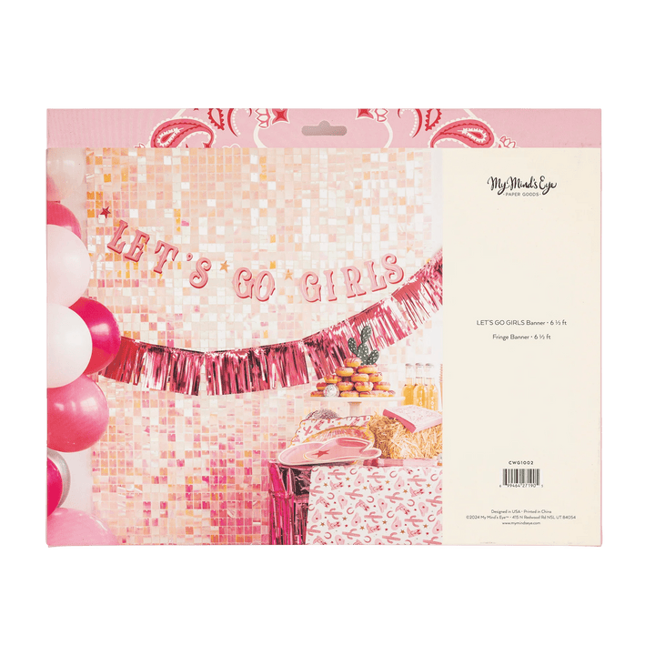 Let’s Go Girls Banner Set – Disco Cowgirl Party Garland with Gold Foil & Mylar Fringe (2pc) - Josi James - Banners