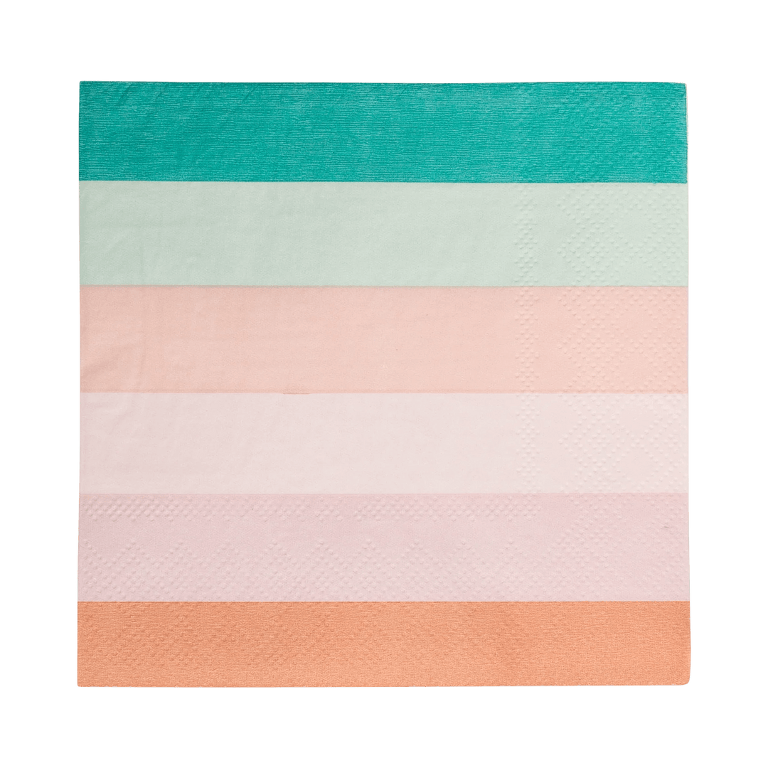 Mermaid Striped Cocktail Napkins – Under the Sea Party Decor (24pcs) - Josi James - Small Napkins