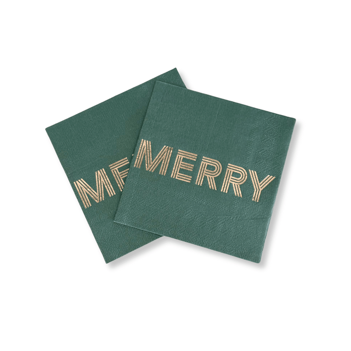 Merry Green Christmas Beverage Napkins (24pcs) - Josi James - 