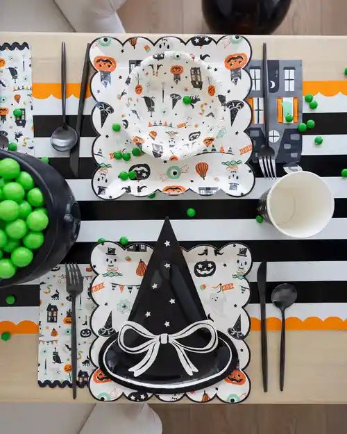 Orange and Black Striped Paper Table Runner - Josi James - Table Runner