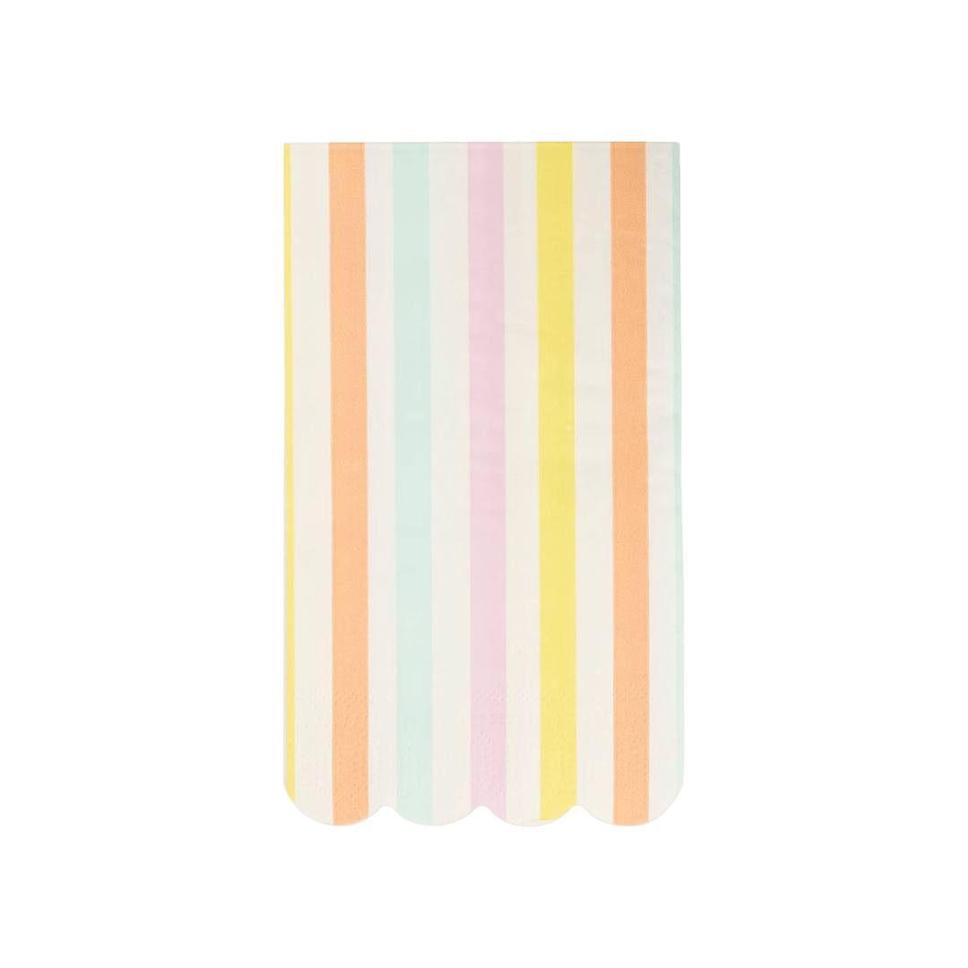 Paste Striped Spring Scalloped Guest Napkins – (24pcs) - Josi James - Tall Napkins