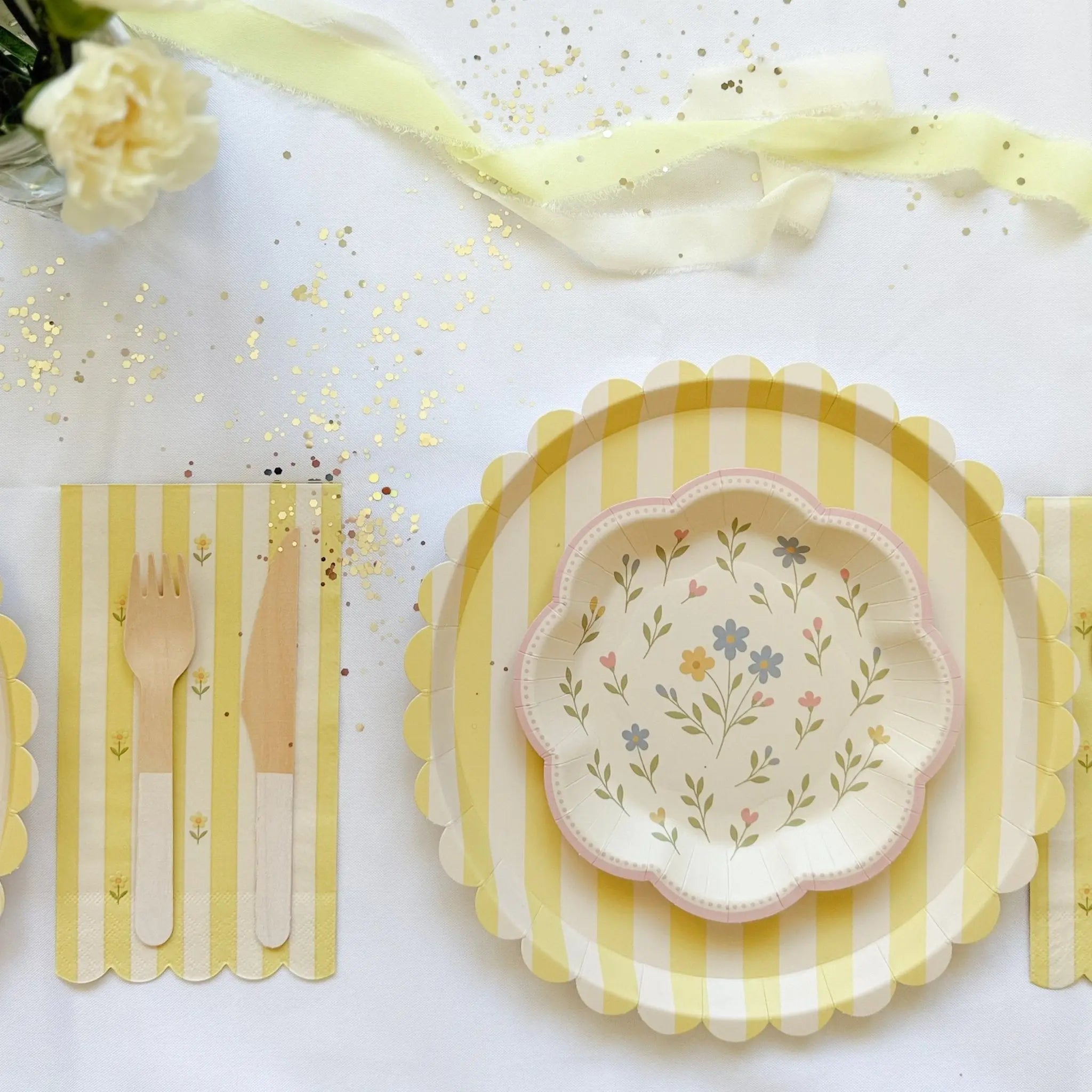 Pastel Floral Scalloped Dessert Plates – 12pcs (4 of Each Color) - Josi James - 7 Inch Plate