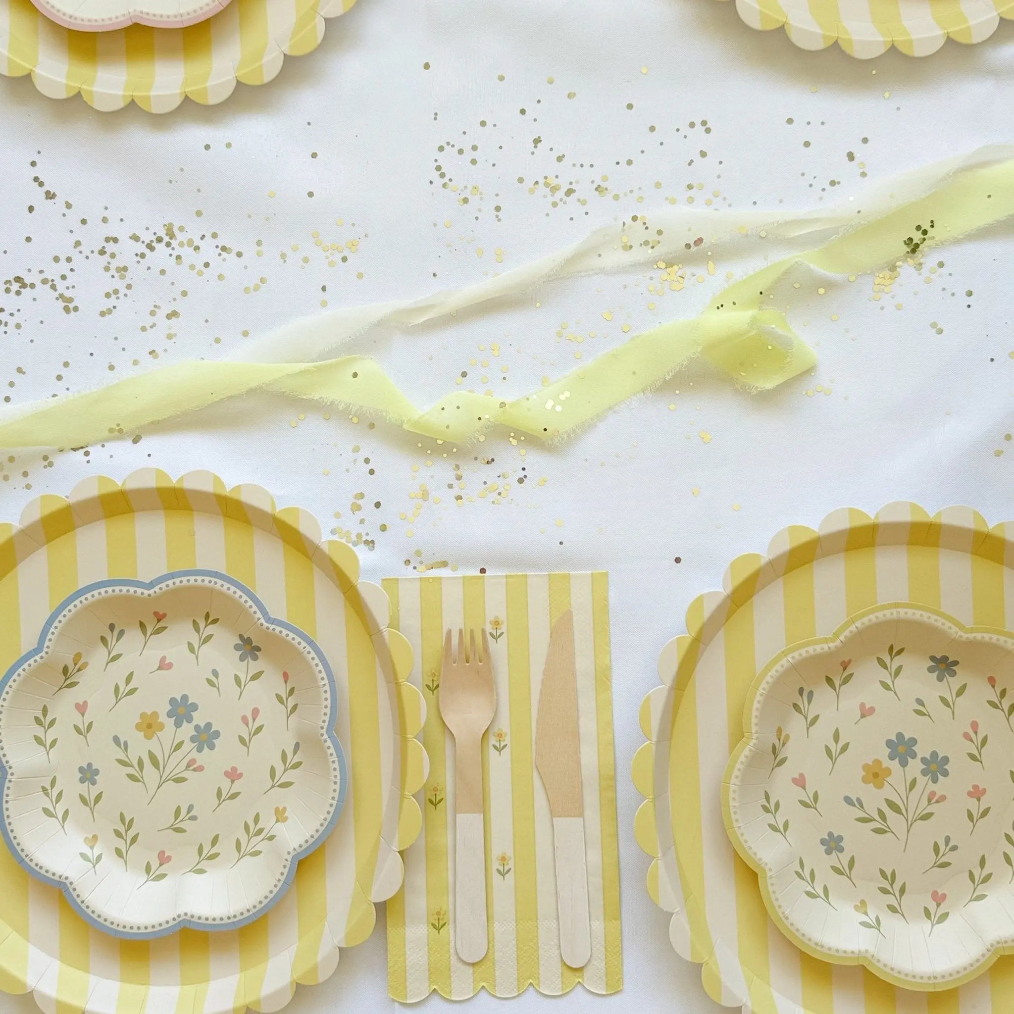 Pastel Floral Scalloped Dessert Plates – 12pcs (4 of Each Color) - Josi James - 7 Inch Plate