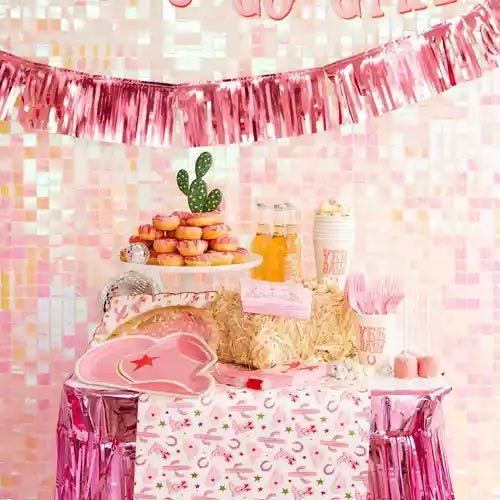 Pink Cowgirl Paper Table Runner – 16" x 120" Party Table Decor for Western & Rodeo Theme - Josi James - Tablerunner