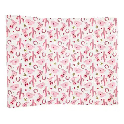 Pink Cowgirl Paper Table Runner – 16" x 120" Party Table Decor for Western & Rodeo Theme - Josi James - Tablerunner