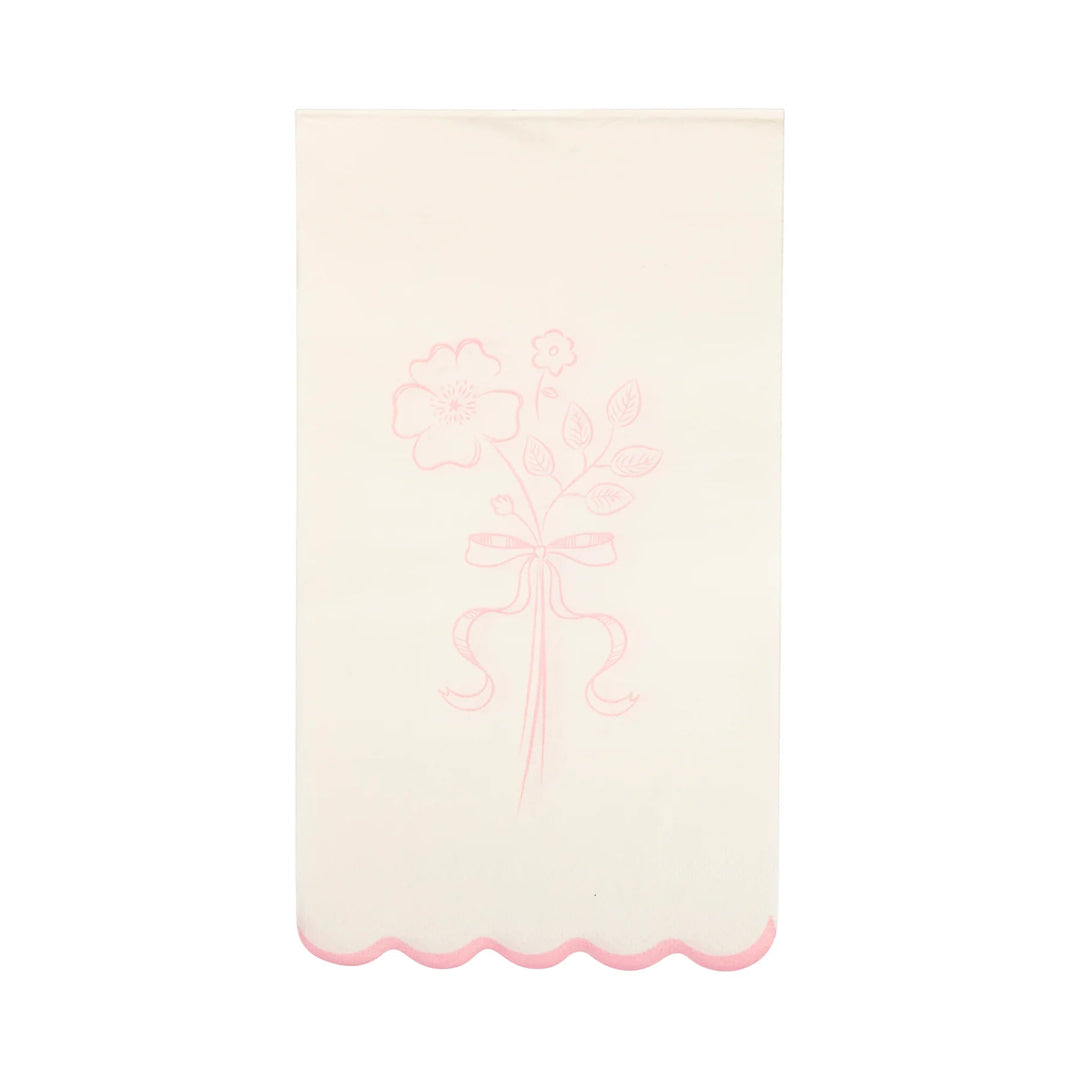 Pink Floral Guest Napkins – Elegant Baby Shower Paper Napkins (24ct) - Josi James - Tall Napkins