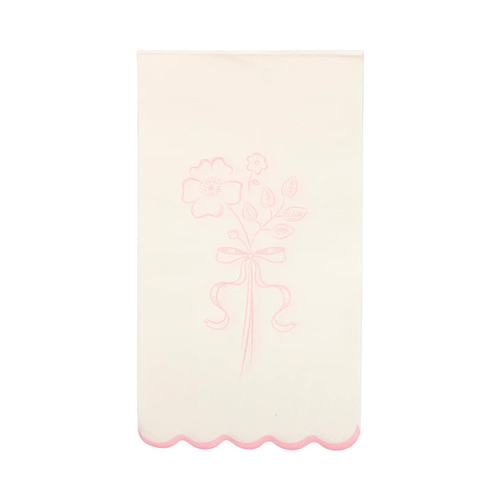 Pink Floral Guest Napkins – Elegant Baby Shower Paper Napkins (24ct) - Josi James - Tall Napkins