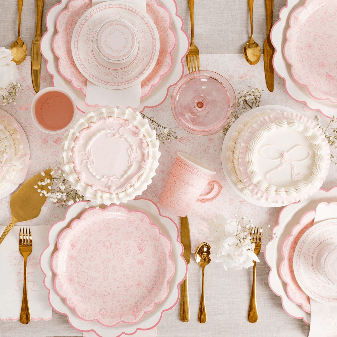 Pink Floral Guest Napkins – Elegant Baby Shower Paper Napkins (24ct) - Josi James - Tall Napkins