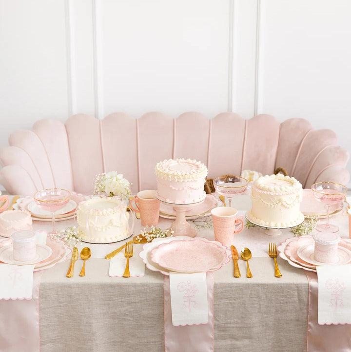 Pink Floral Guest Napkins – Elegant Baby Shower Paper Napkins (24ct) - Josi James - Tall Napkins