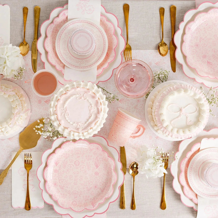 Pink Floral Table Runner – Baby Shower & Bridal Shower Paper Table Décor - Josi James - Table Runner