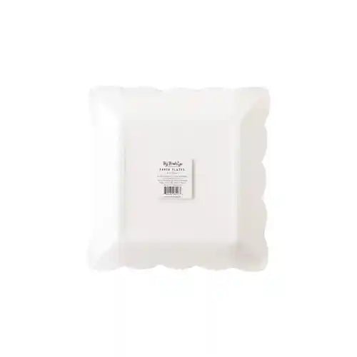 Pink Gingham Easter Dinner Plates – Scalloped 9" Gold Foil - Josi James - 9 Inch Plate