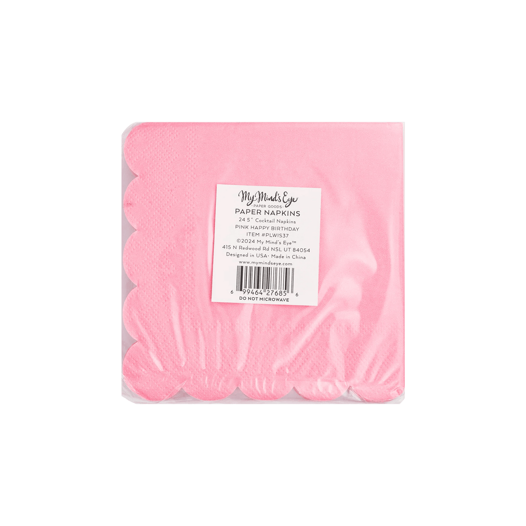 Pink Happy Birthday Cocktail Napkins – (32pcs) - Josi James - Small Napkins