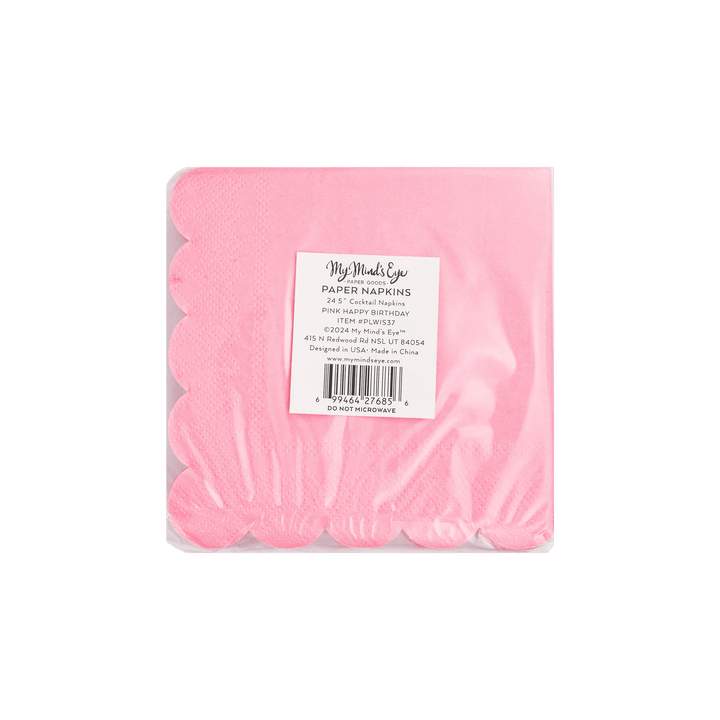 Pink Happy Birthday Cocktail Napkins – (32pcs) - Josi James - Small Napkins