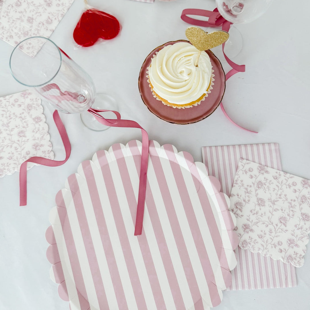 Pink Toile Cocktail Napkins, 12pcs - Josi James - Small Napkins