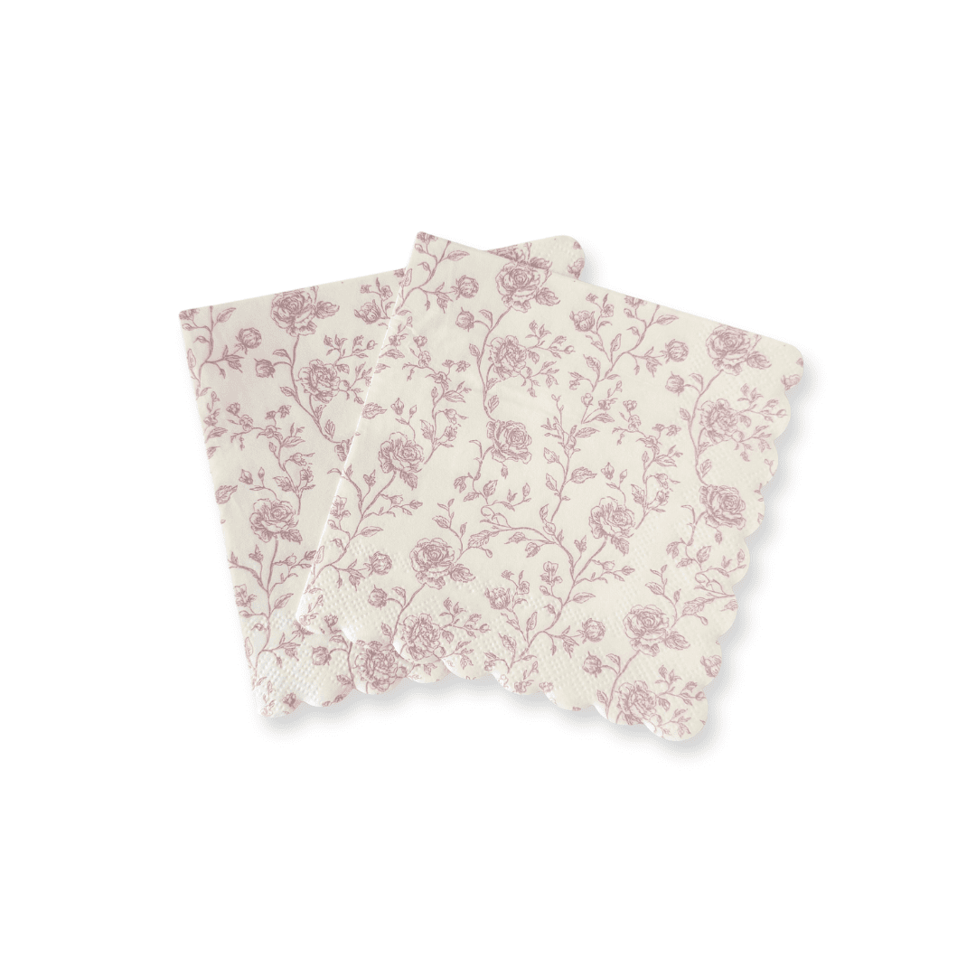 Pink Toile Cocktail Napkins, 12pcs - Josi James - Small Napkins