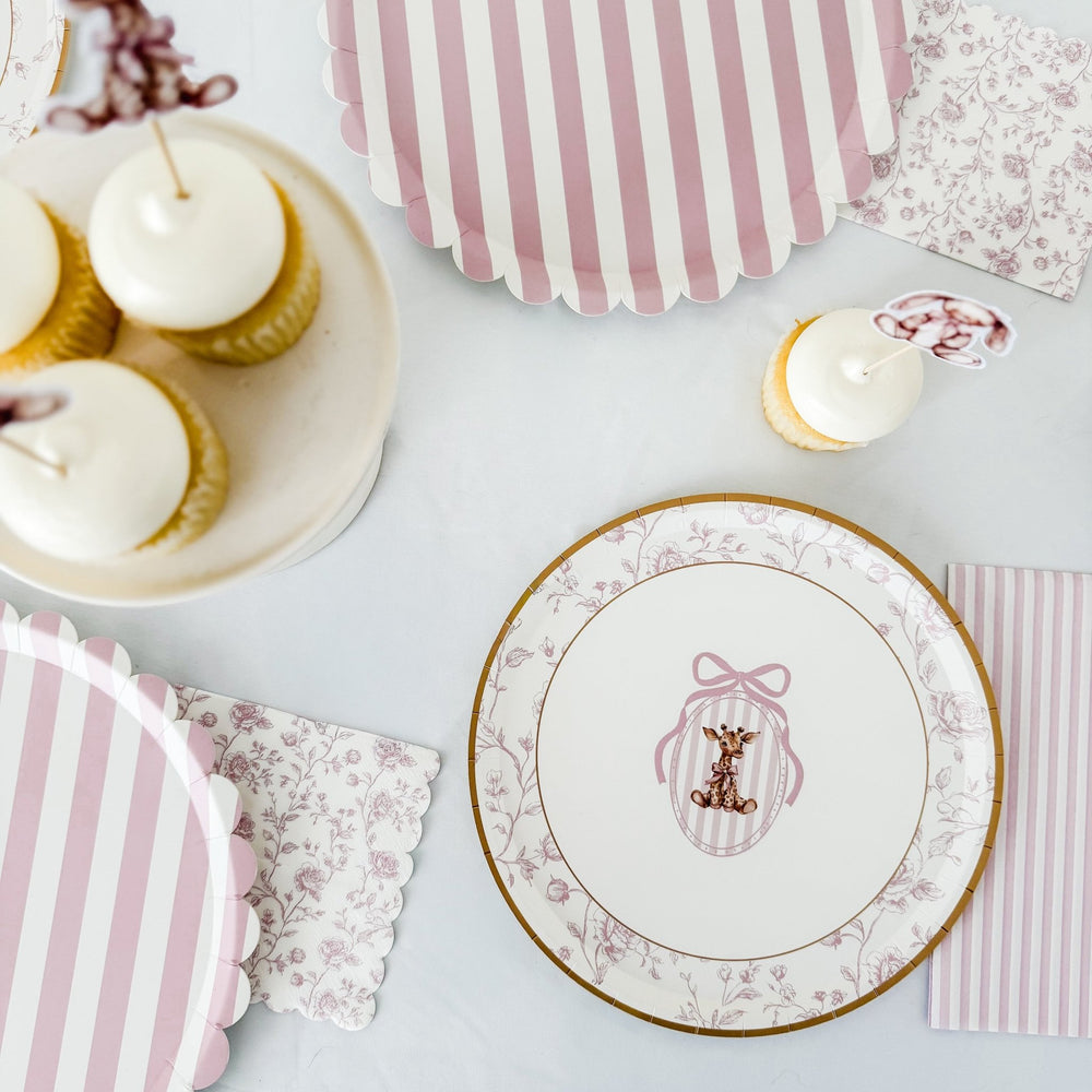 Pink Toile Cocktail Napkins, 12pcs - Josi James - Small Napkins