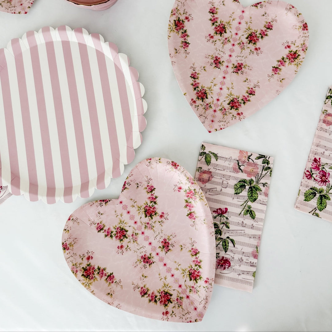 Pink Vintage Floral Love Song Guest Napkins, 12pcs - Josi James - Tall Napkins