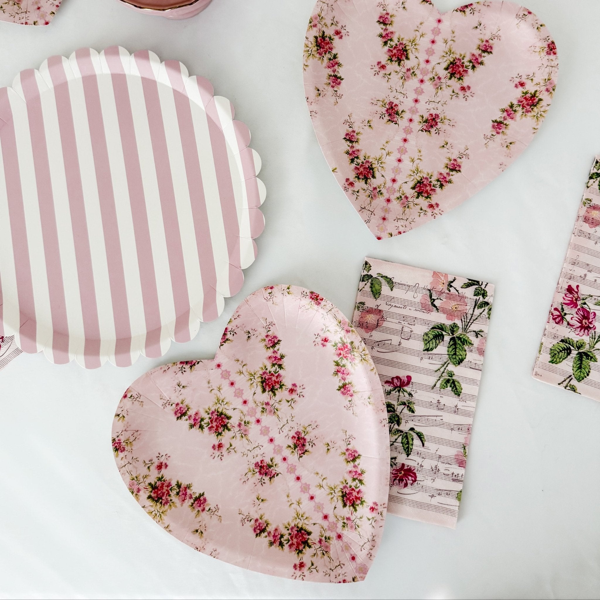 Pink Vintage Floral Love Song Guest Napkins, 12pcs - Josi James - Tall Napkins