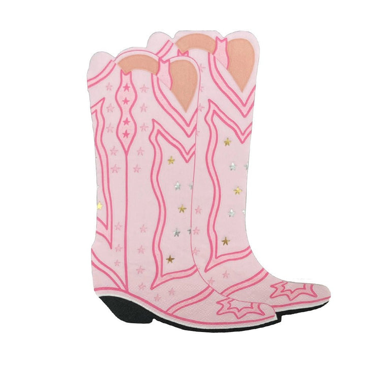 Pink Yeehaw Cowboy Boot Shaped Napkins, 16pcs - Josi James - Die Cut Napkin